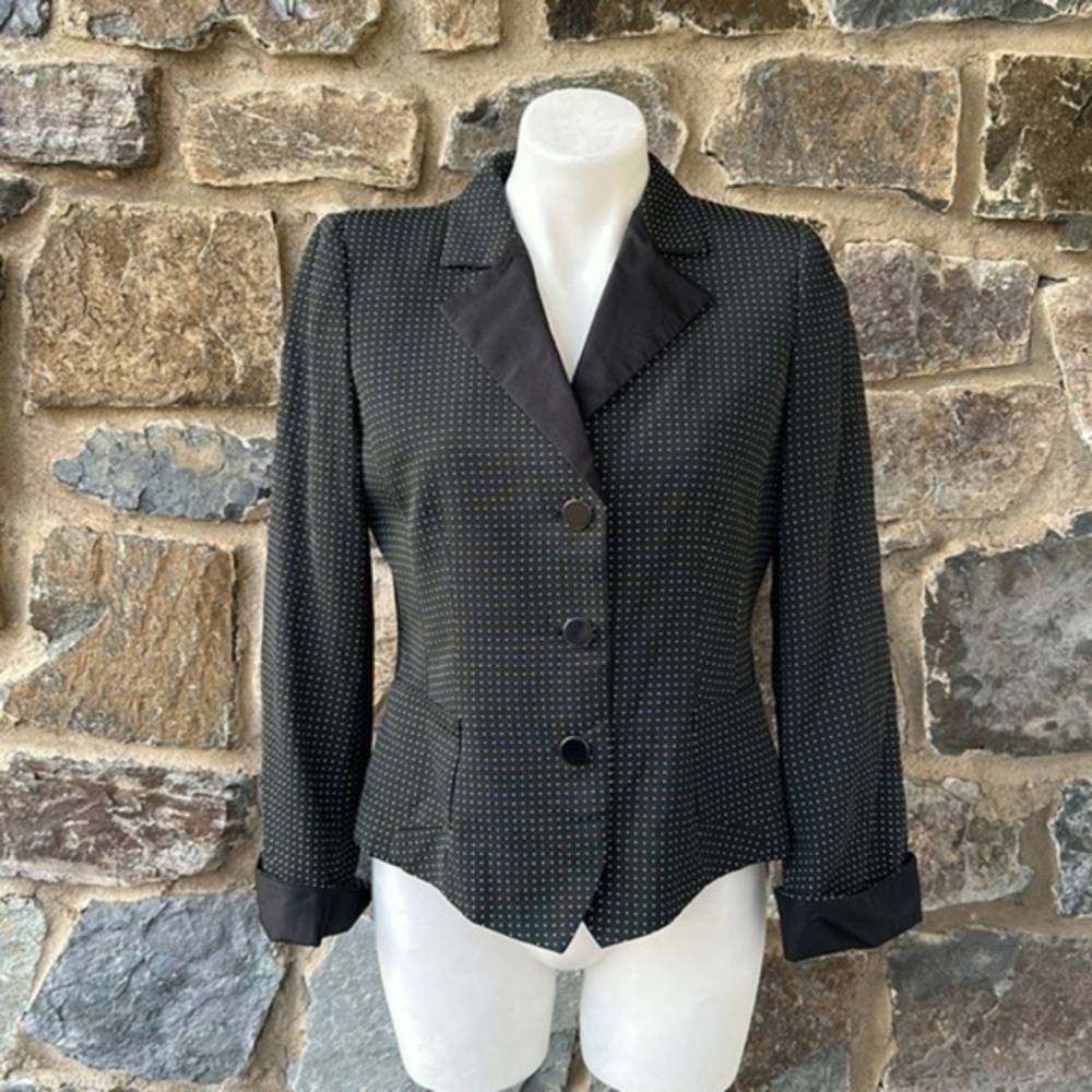 Armani Collezioni Polka Dot Print Blazer Jacket in Black & White Size 8